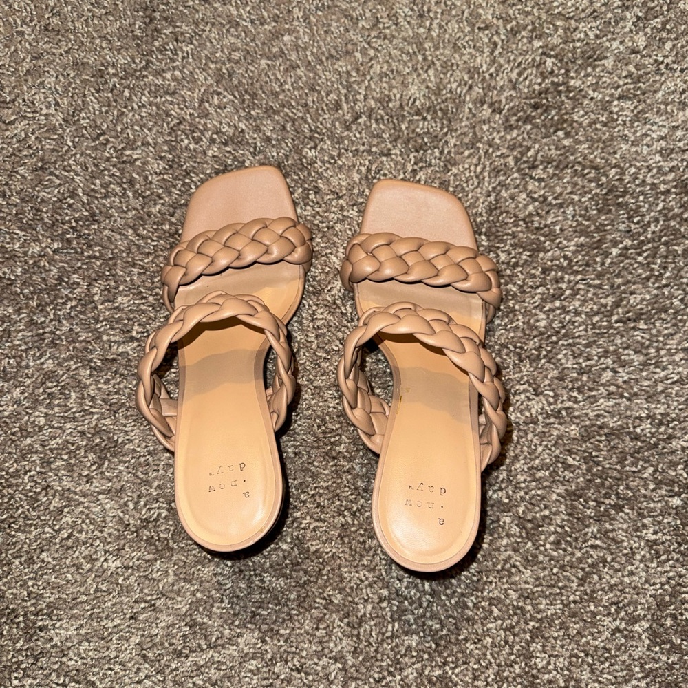 a new day Braided Beige Slide Sandals